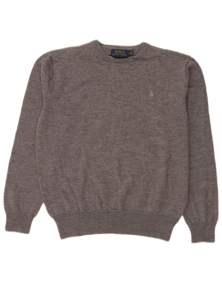 Polo Ralph Lauren Herren-Pullover mit Rundhalsausschnitt, mittelgraue Wolle