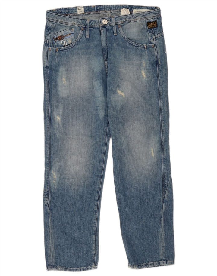 G-Star Damen Distressed Straight Jeans W27 L27 Blaue Baumwolle