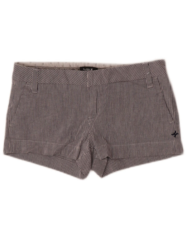 Hurley Damen-Hotpants US 7 Medium W32 Blau gestreift aus Baumwolle