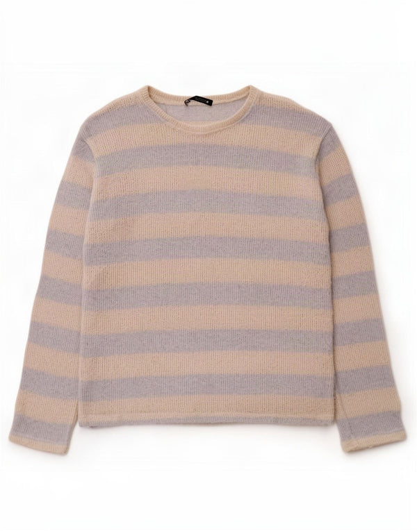 Zara Womens Boat Neck Jumper Sweater UK 14 Medium Blue Striped