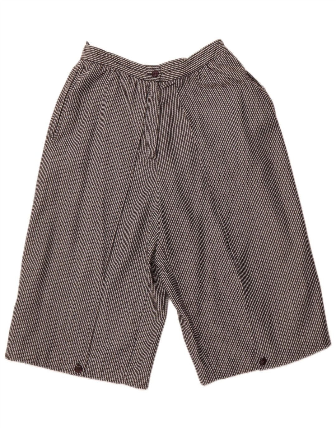 VINTAGE Damen Bermudashorts mit hoher Taille IT 44 Medium W26 Grau gestreift