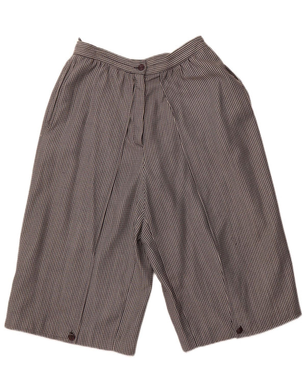 VINTAGE Damen Bermudashorts mit hoher Taille IT 44 Medium W26 Grau gestreift