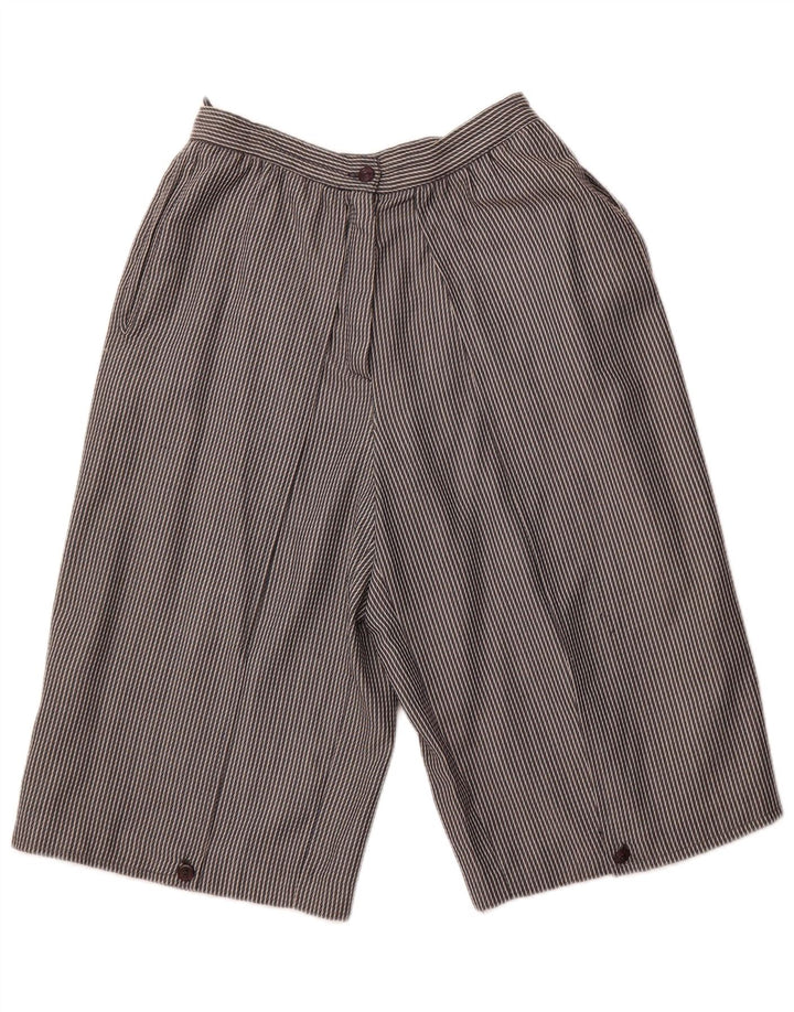 VINTAGE Damen Bermudashorts mit hoher Taille IT 44 Medium W26 Grau gestreift