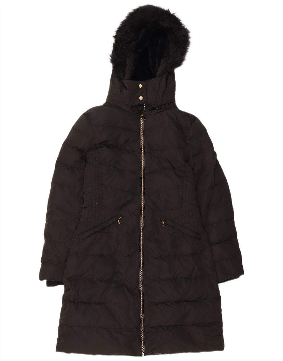 Zara Damen Kapuzenmantel, gepolstert, UK 14, Mittelschwarz, Polyester
