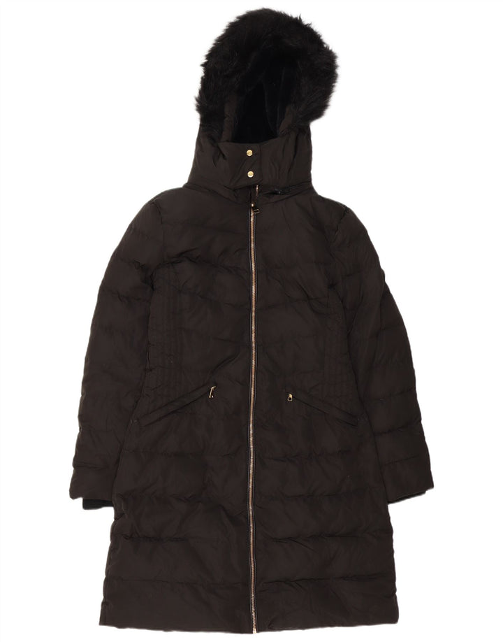 Zara Damen Kapuzenmantel, gepolstert, UK 14, Mittelschwarz, Polyester