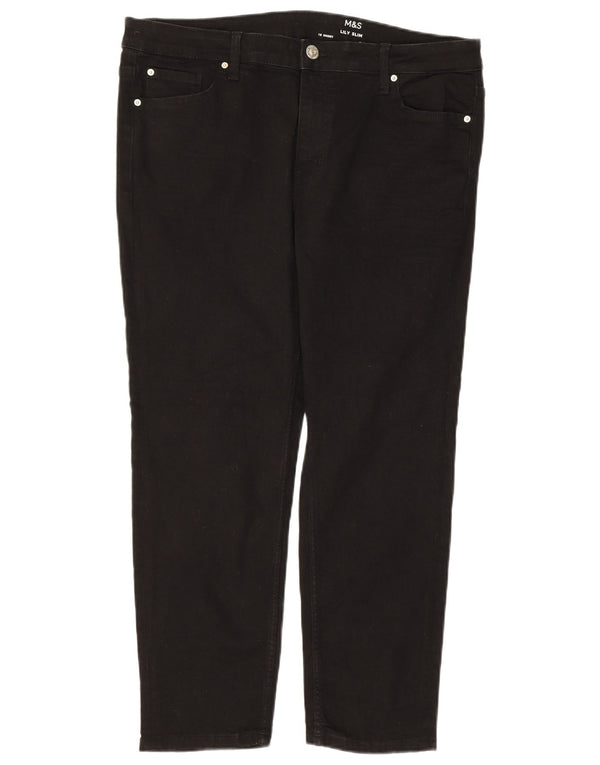 MARKS & SPENCER Damen Lily Slim Jeans UK 18 XL W36 L26 Schwarze Baumwolle