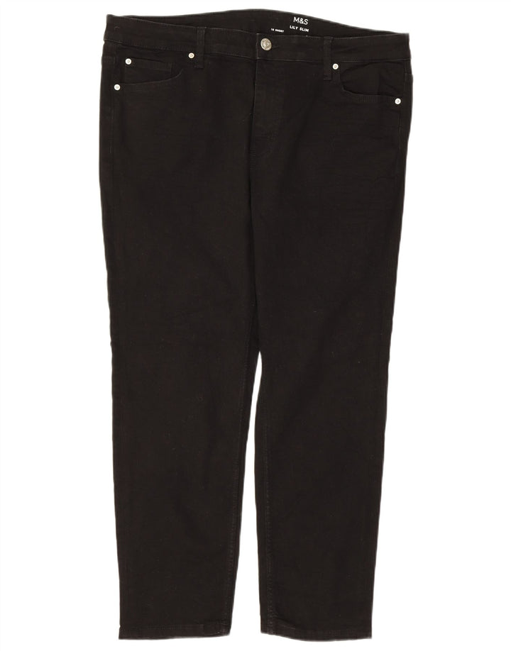 MARKS & SPENCER Damen Lily Slim Jeans UK 18 XL W36 L26 Schwarze Baumwolle