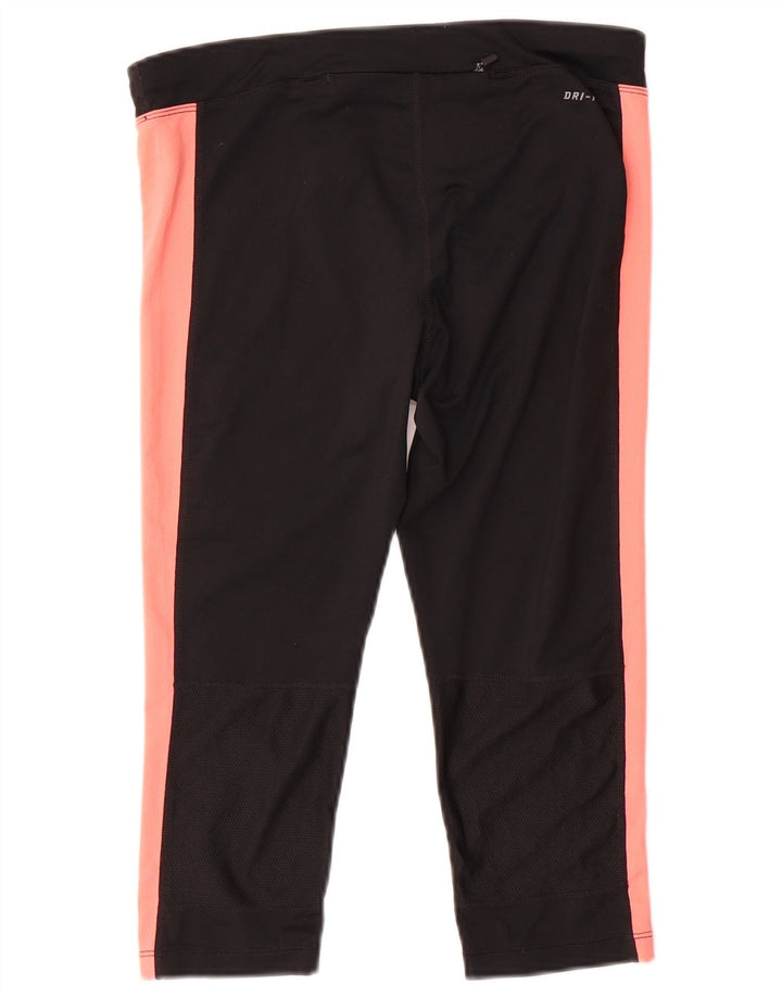 Nike Damen Dri Fit Capri-Leggings UK 14 Mittelschwarz Farbblock