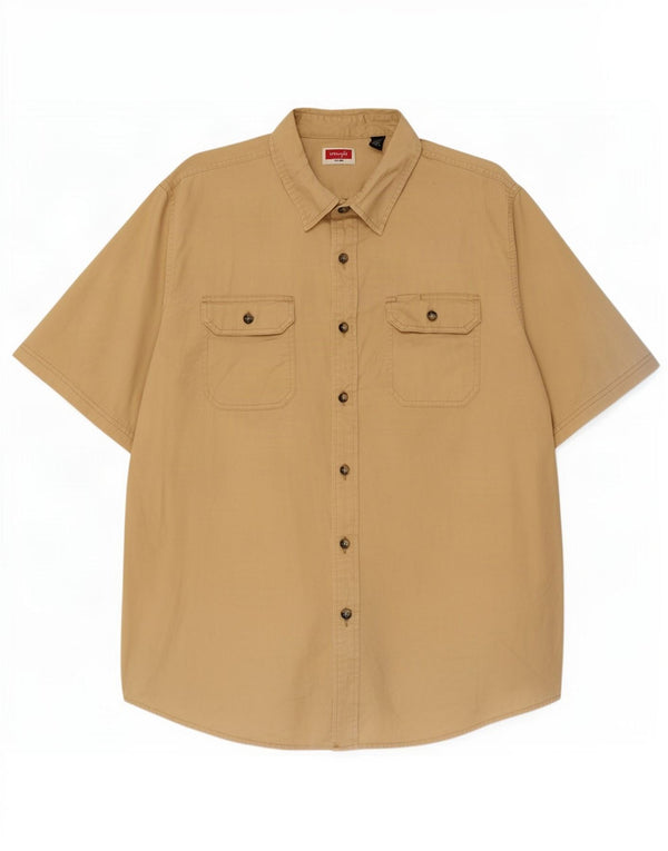 Wrangler Herren Kurzarmhemd XL Beige Baumwolle
