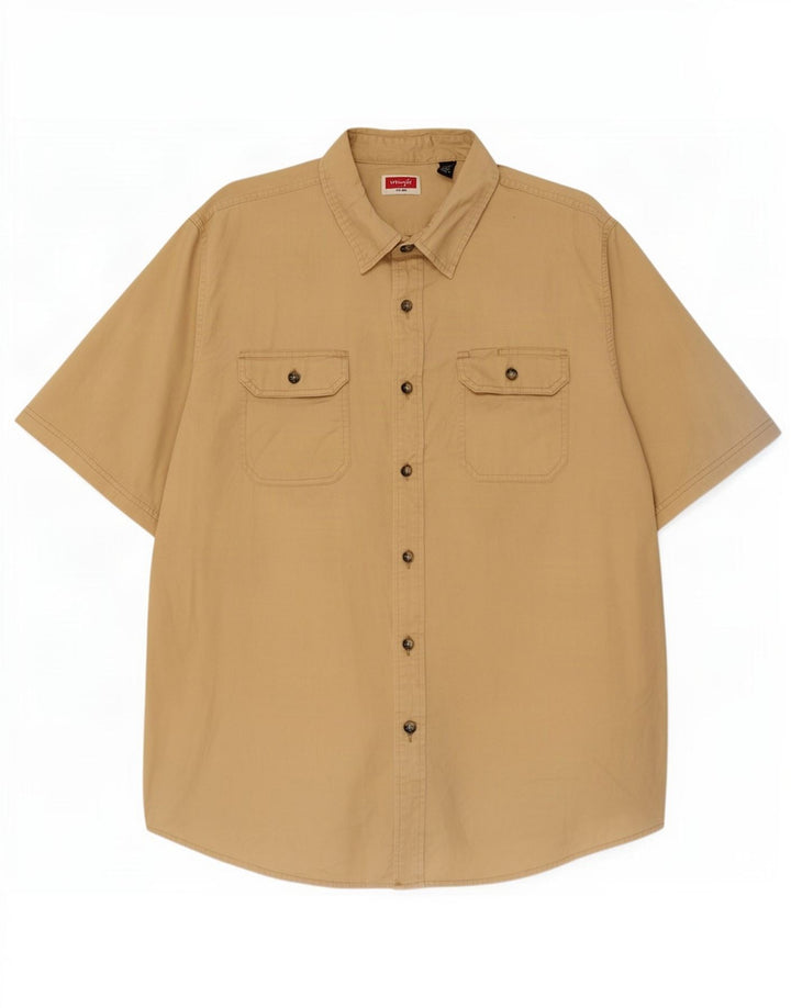 Wrangler Herren Kurzarmhemd XL Beige Baumwolle