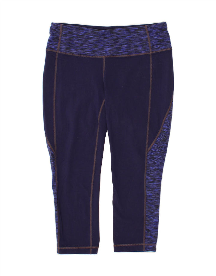 ATHLETA Womens Capri Leggings UK 12 Medium  Navy Blue Colourblock Nylon Vintage Athleta and Second-Hand Athleta from Messina Hembry 