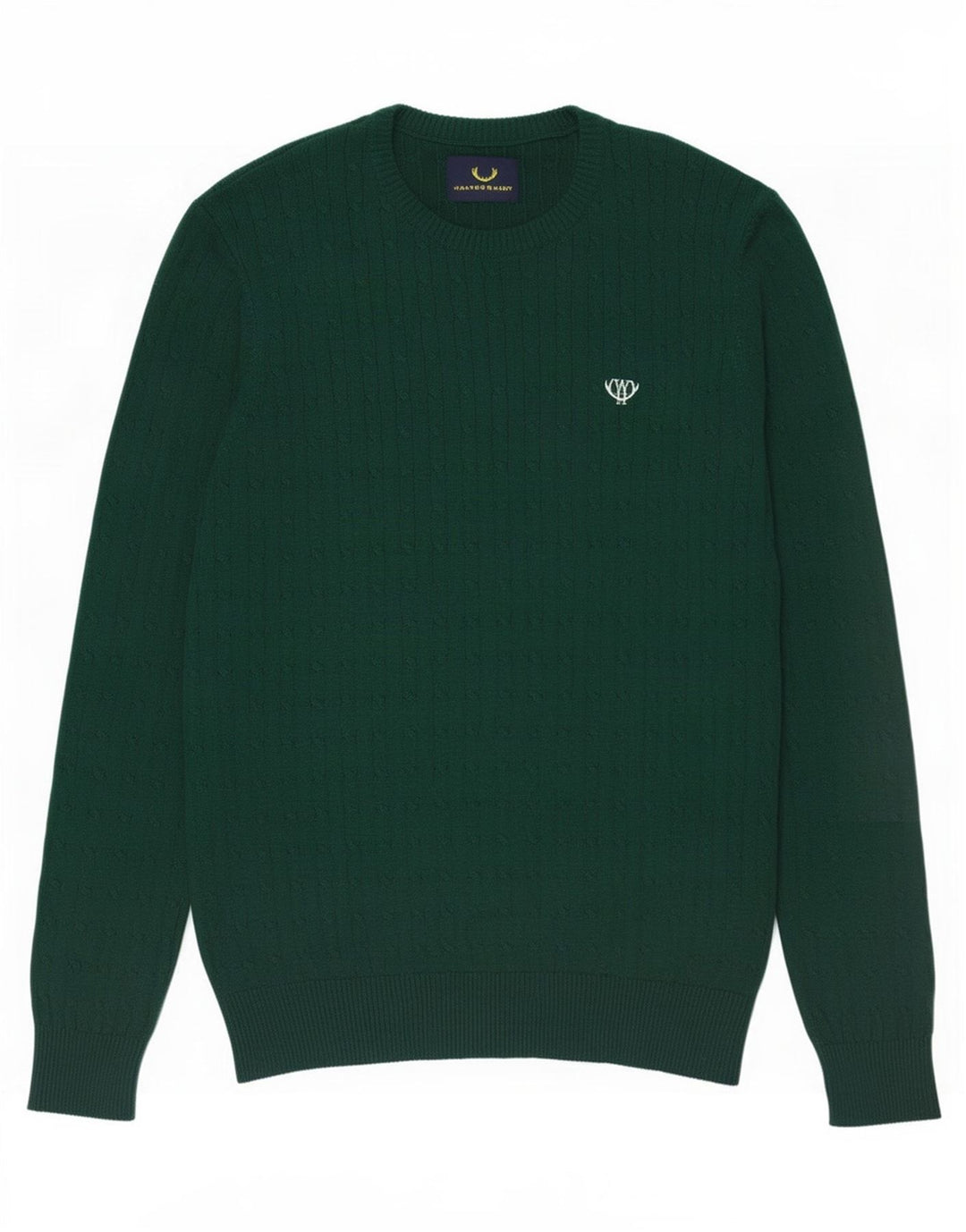 Vintage Herren-Pullover mit Rundhalsausschnitt, mittelgrüne Baumwolle