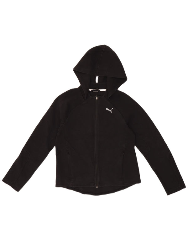 Puma Womens Zip Hoodie Sweater UK 6 XS Black Cotton
