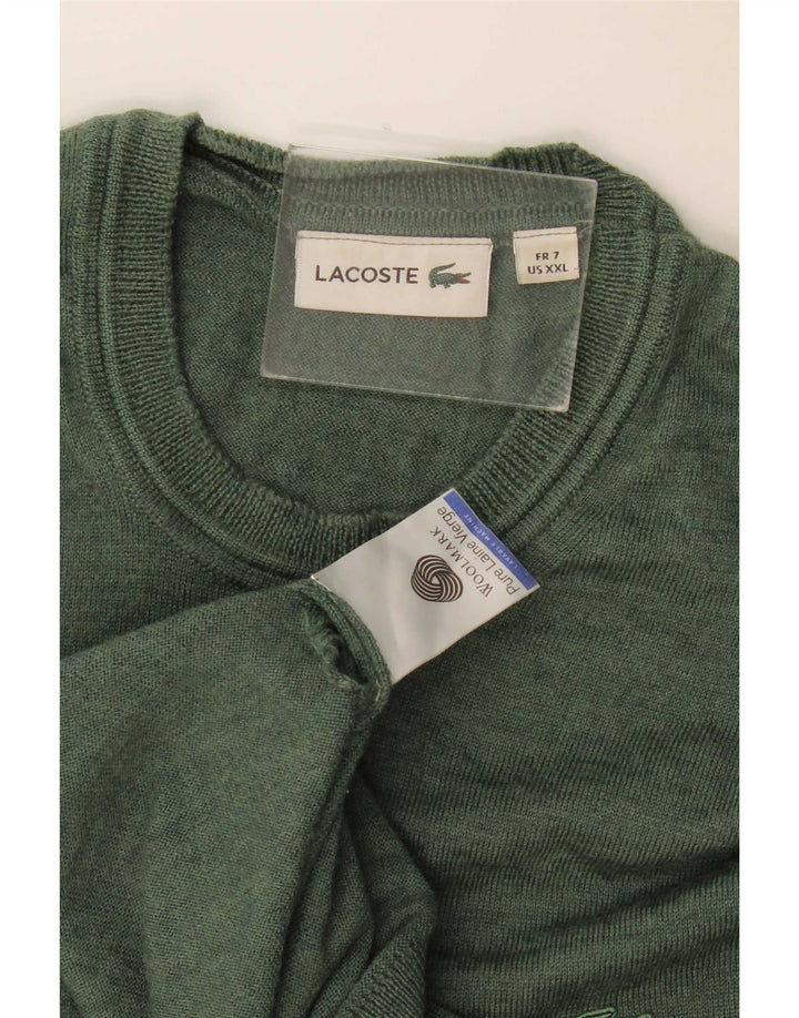 Lacoste Herren-Pullover mit Rundhalsausschnitt, Größe 7 2XL, grüne Schurwolle