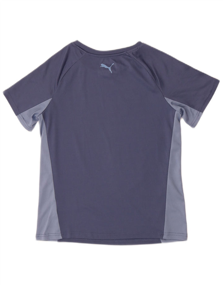 Puma Damen Grafik-T-Shirt-Oberteil UK 12 Mittelblaues Colourblock-Polyester