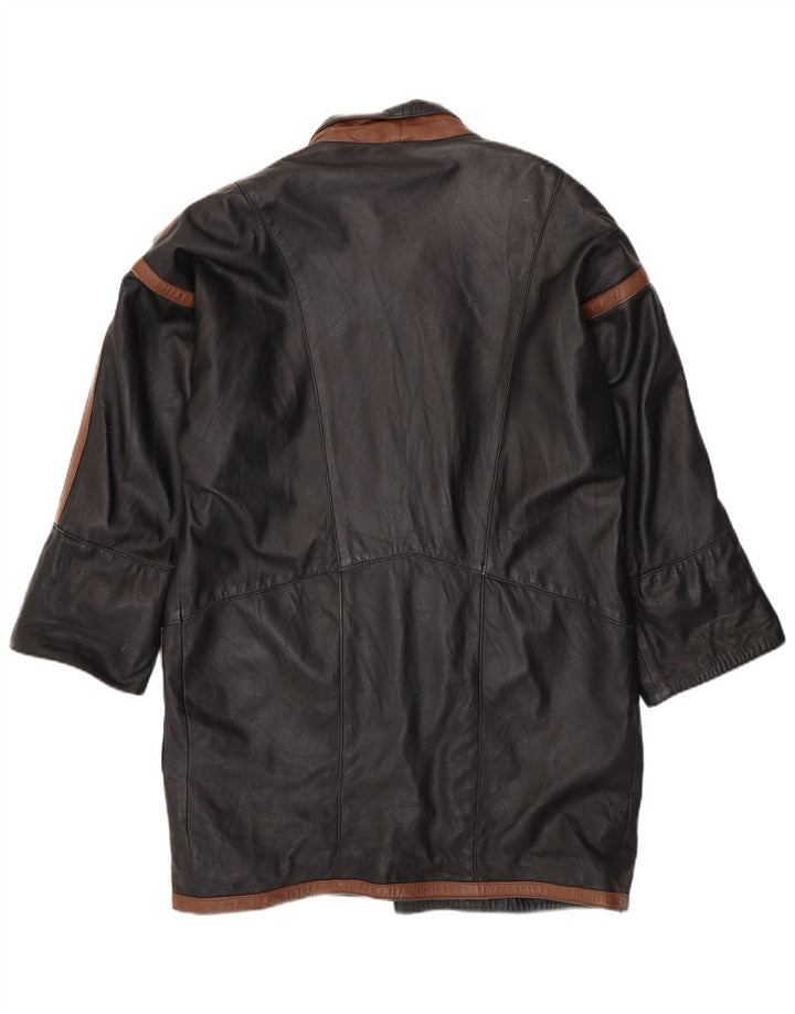 VINTAGE Herren Ledermantel UK 40 Large Schwarz Colourblock