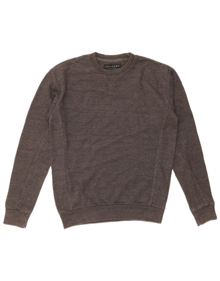 ZARA Herren Sweatshirt Pullover Small Grau Baumwolle