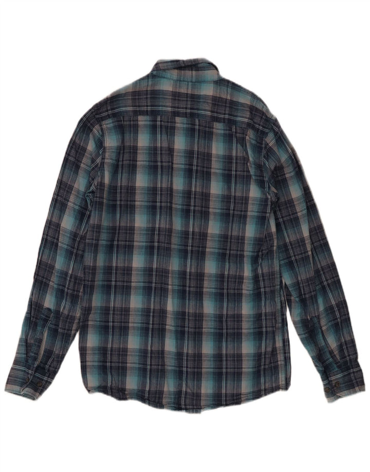 Wrangler Herren-Flanellhemd, klein, blau kariert, Baumwolle