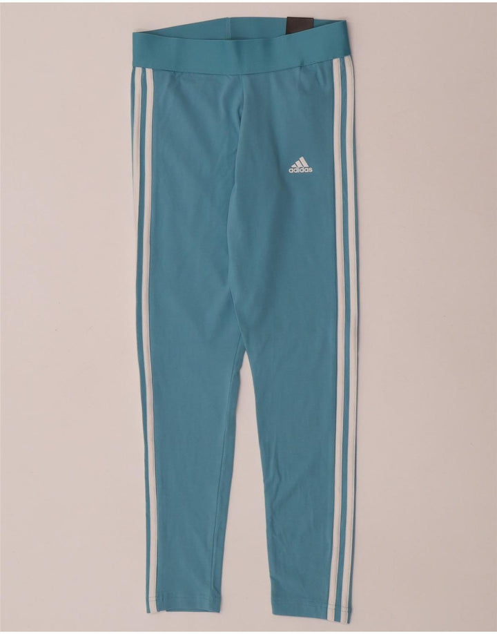 Adidas Damen Leggings UK 8/10 Small Blaue Baumwolle