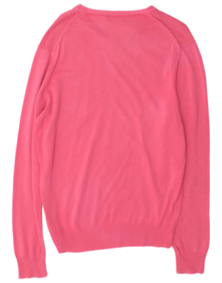 Zara Herren-Pullover mit V-Ausschnitt aus mittelrosa Baumwolle