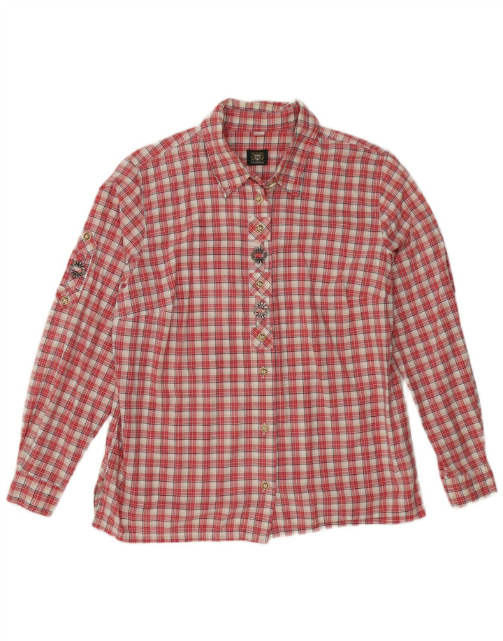 Vintage Damenhemd UK 16 Große rot karierte Baumwolle