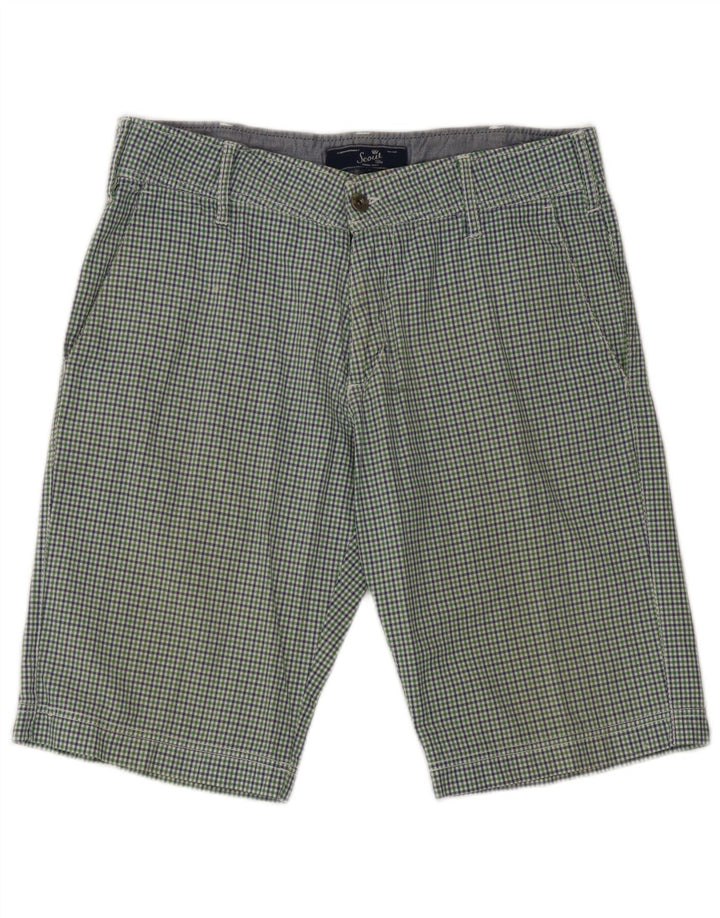Scout Herren-Chinoshorts, Größe L, W34, grün kariert, Baumwolle