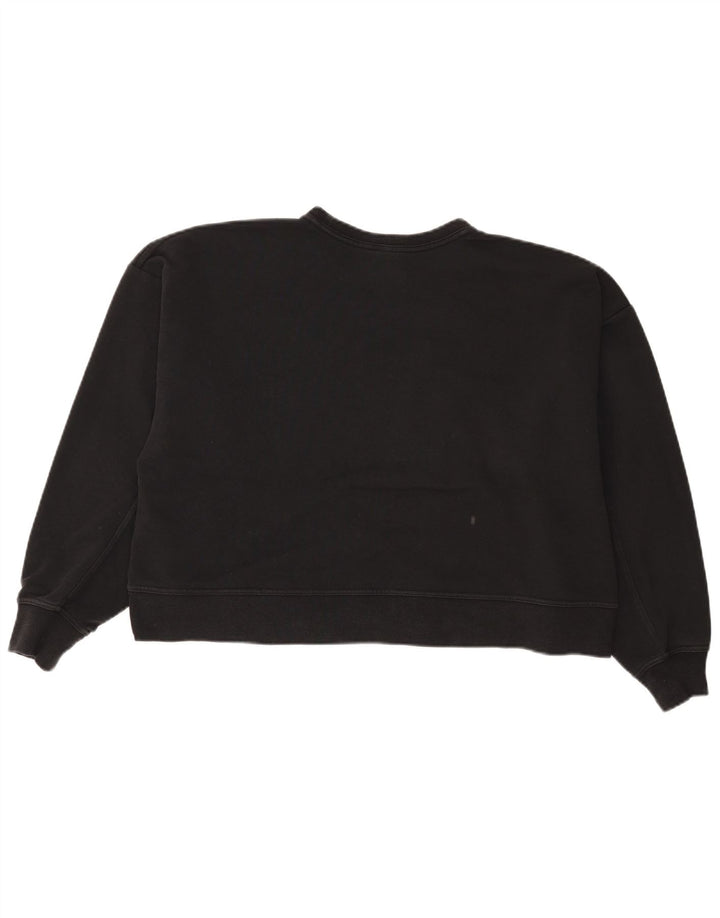 Nike Womens Crop Graphic Oversized Sweatshirt Pullover UK 16 Large Schwarz