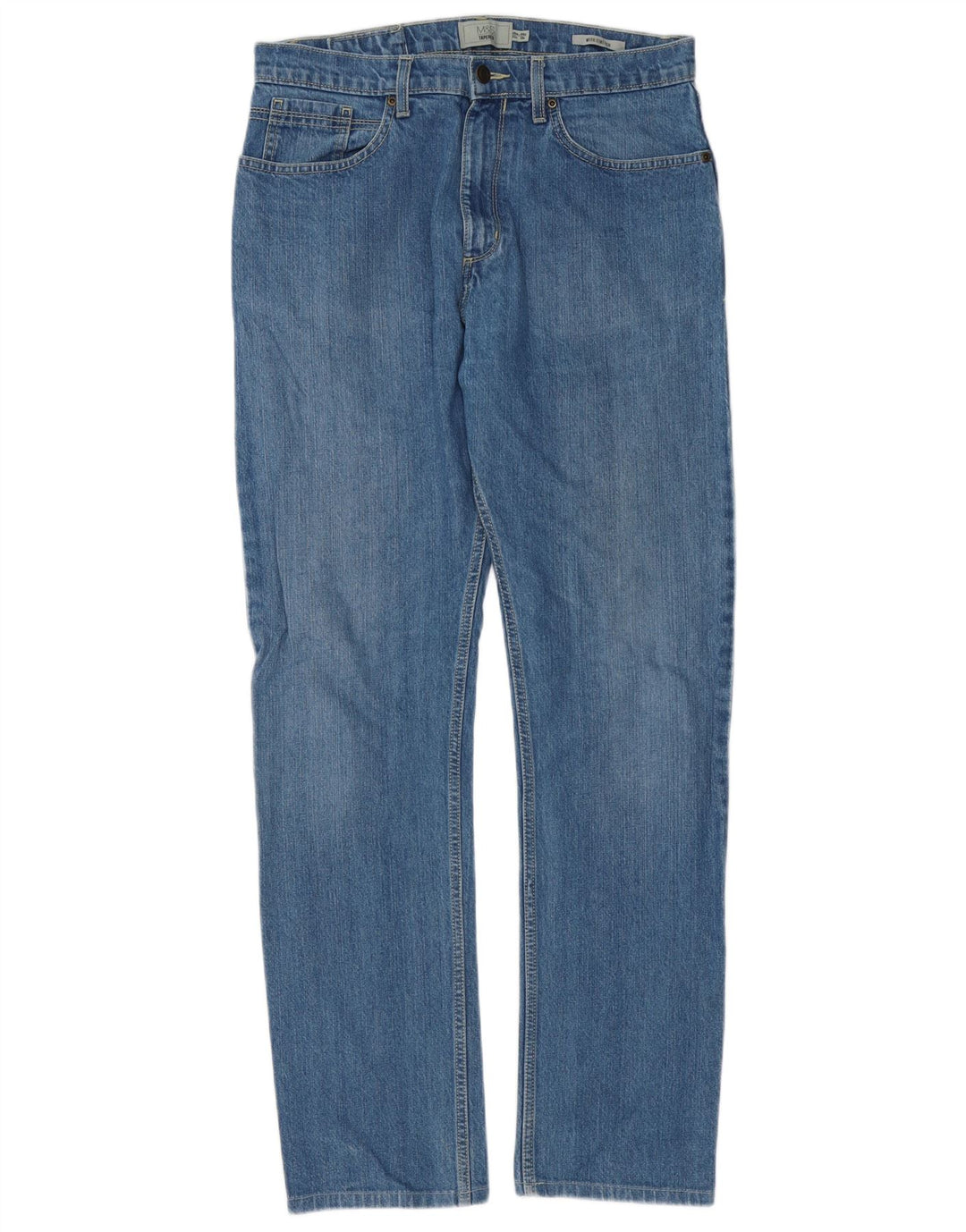 MARKS & SPENCER Herren Tapered Jeans W32 L31 Blaue Baumwolle