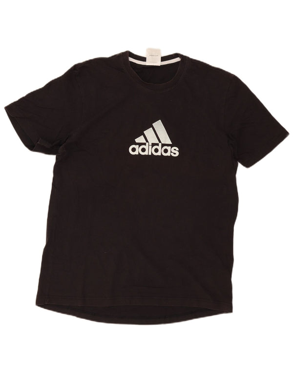 Adidas Herren Grafik T-Shirt Top UK 42/44 Große schwarze Baumwolle
