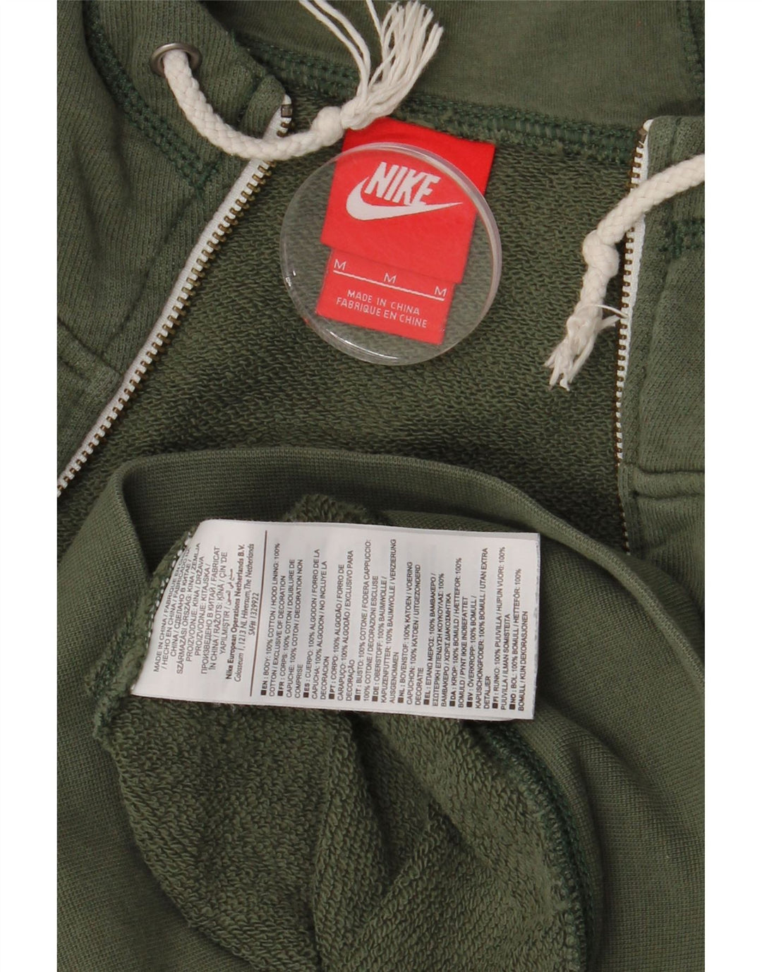 Nike Herren-Kapuzenpullover mit Reißverschluss, mittlere Khaki-Baumwolle