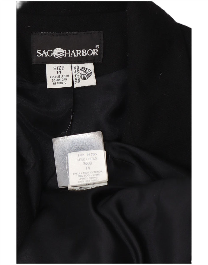 Sag Harbor Damen 1-Knopf-Blazer-Jacke, UK 14, große schwarze Wolle