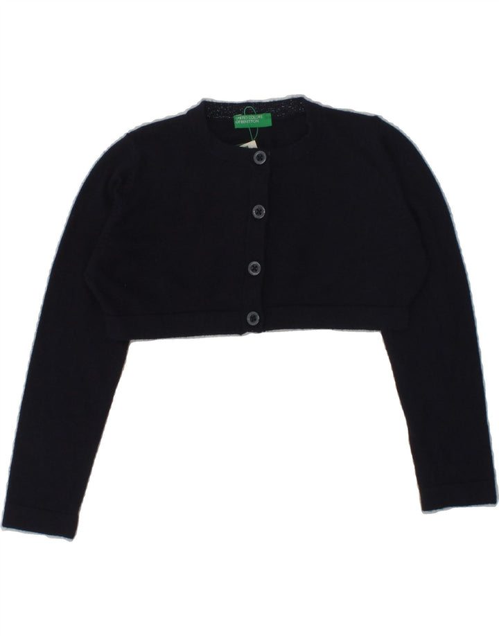 BENETTON Baby Girls Crop Cardigan Sweater 18-24 Months Navy Blue Viscose | Vintage Benetton | Thrift | Second-Hand Benetton | Used Clothing | Messina Hembry 
