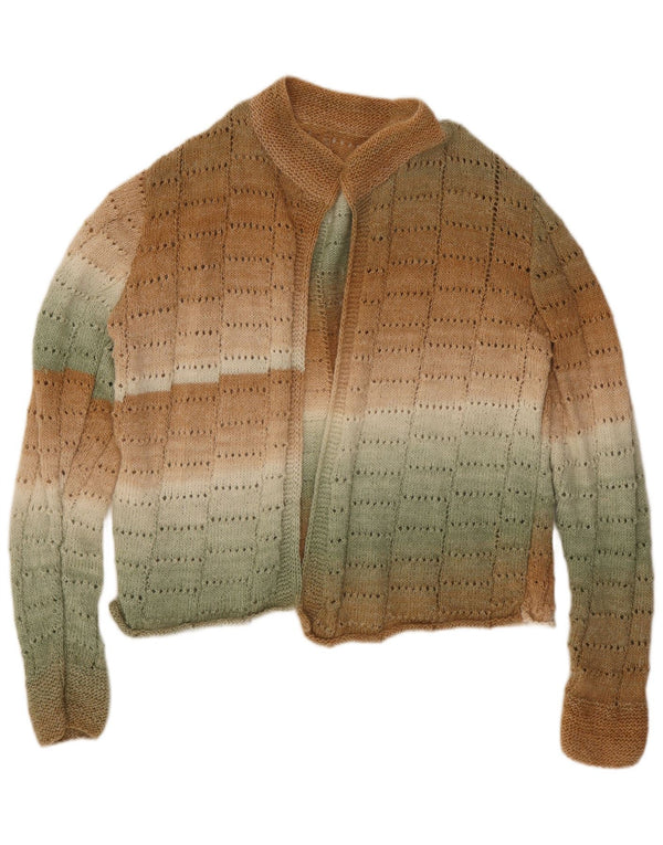 Vintage Damen Offener Cardigan Pullover UK 18 XL Braun gestreift