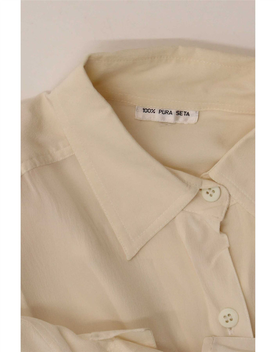 Vintage Damen Hemdbluse UK 12 Medium Off White Seide