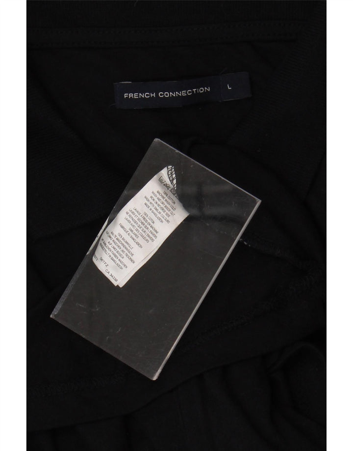 FRENCH CONNECTION Mens Long Sleeve Polo Shirt Large Navy Blue Cotton