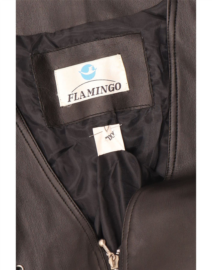 Vintage Damen Lederweste UK 20 2XL Schwarz