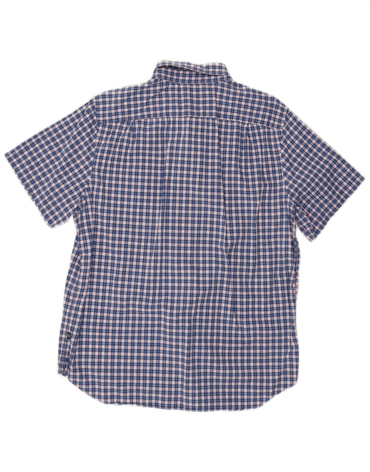 NAUTICA Mens Classic Fit Short Sleeve Shirt Medium Blue Check Cotton