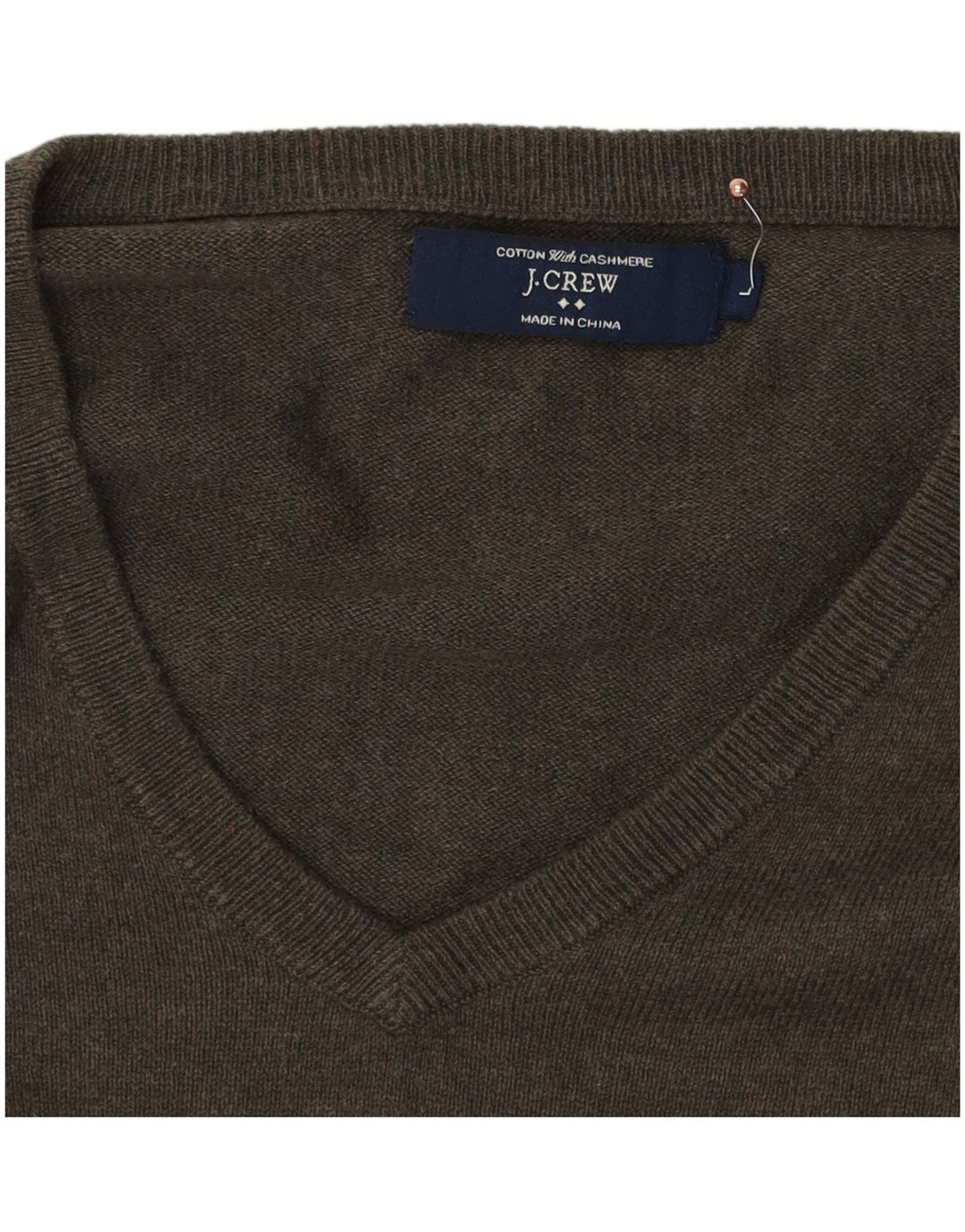 J. CREW Herren-Pullover mit V-Ausschnitt, groß, Khaki, Baumwolle