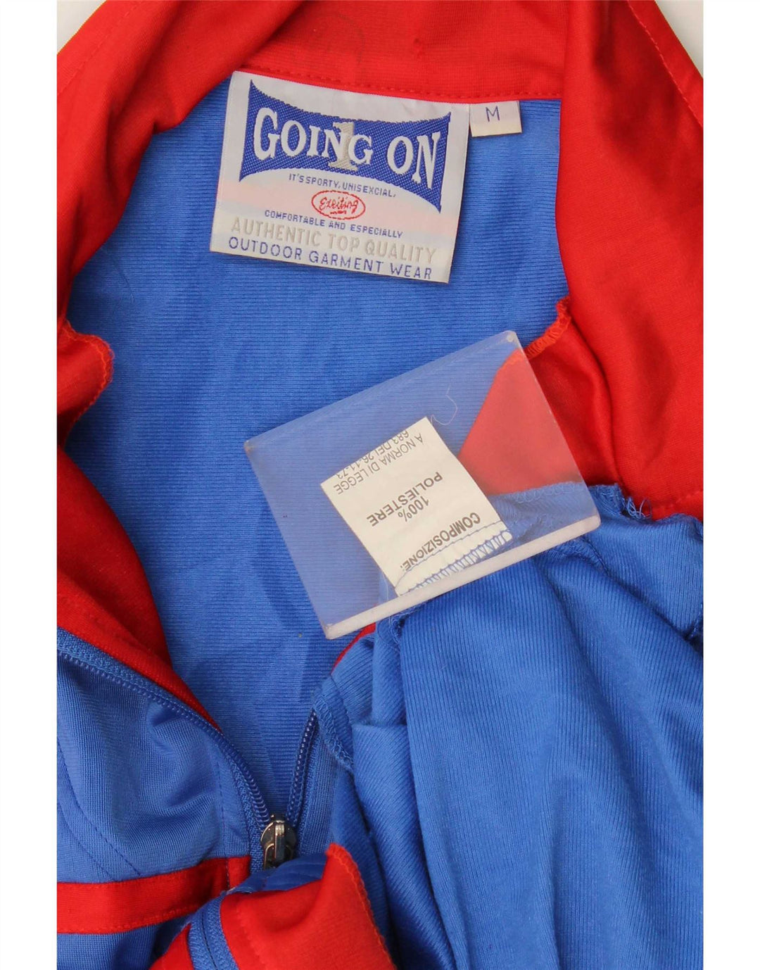 Vintage Herren-Trainingsanzug mit grafischem Oberteil, Mittelblaues Farbblock-Polyester