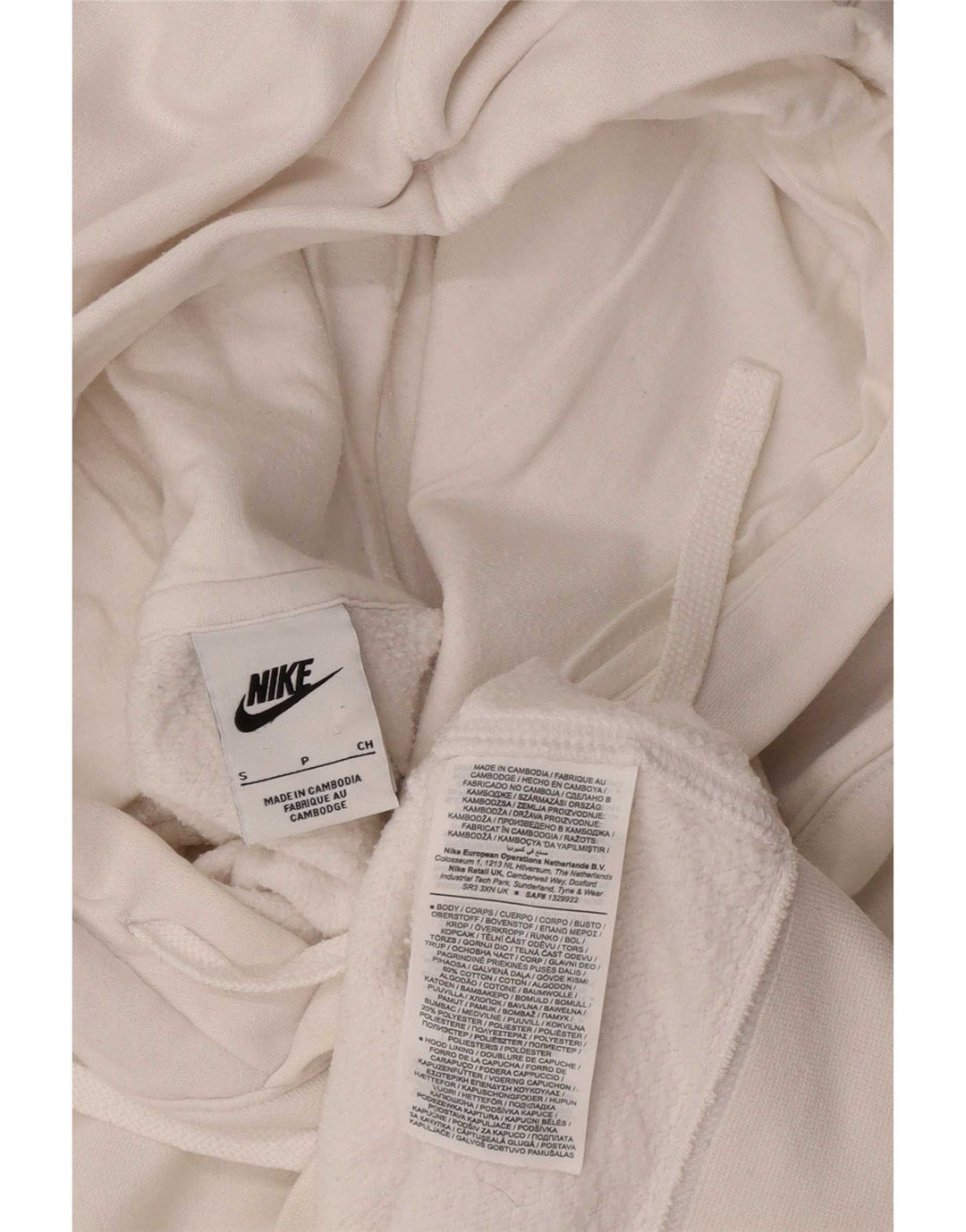 Nike Herren Kapuzenpullover, Größe S, weiße Baumwolle