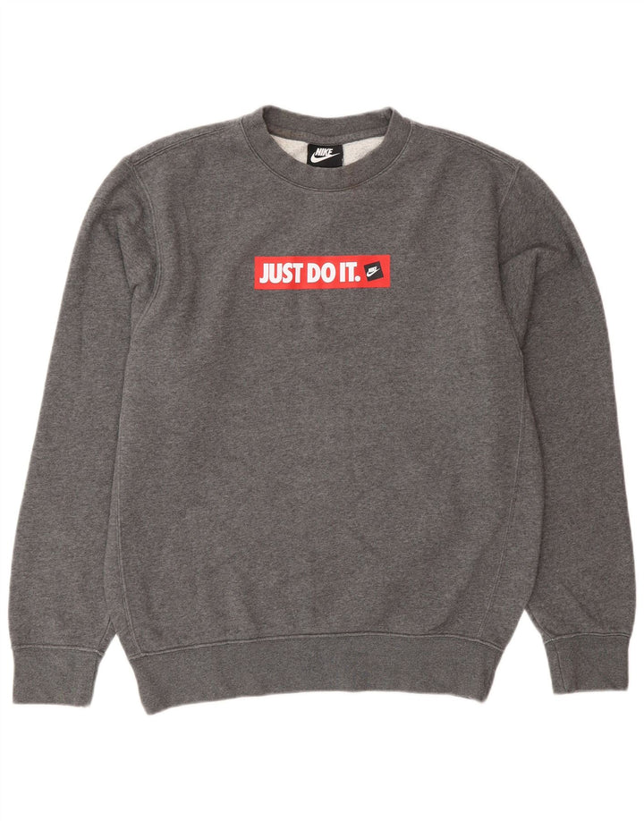 Nike Herren-Sweatshirt mit Grafik, Größe S, Grau, Baumwolle