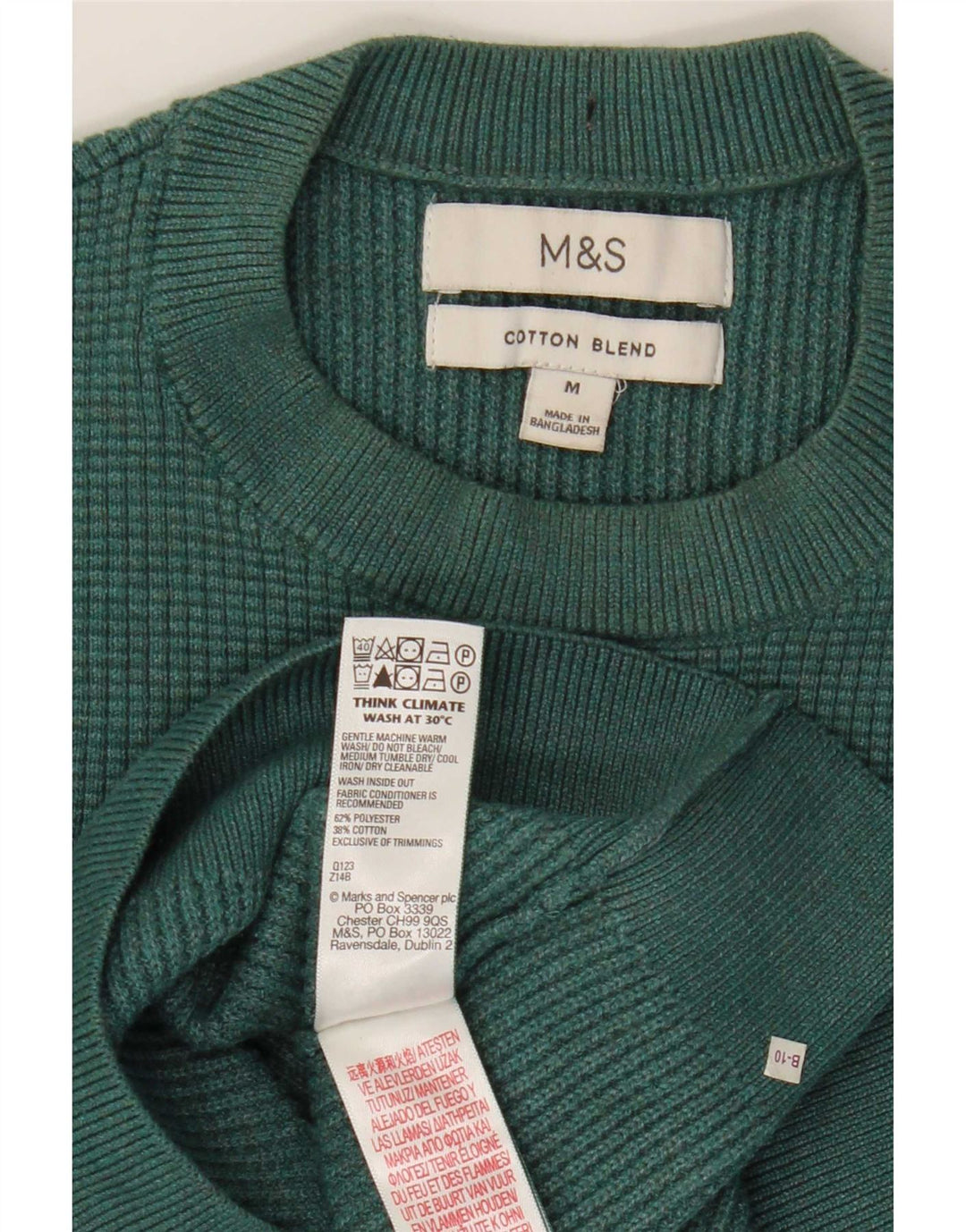 Marks & Spencer Herren-Pullover mit Rundhalsausschnitt, mittelgrün, Polyester