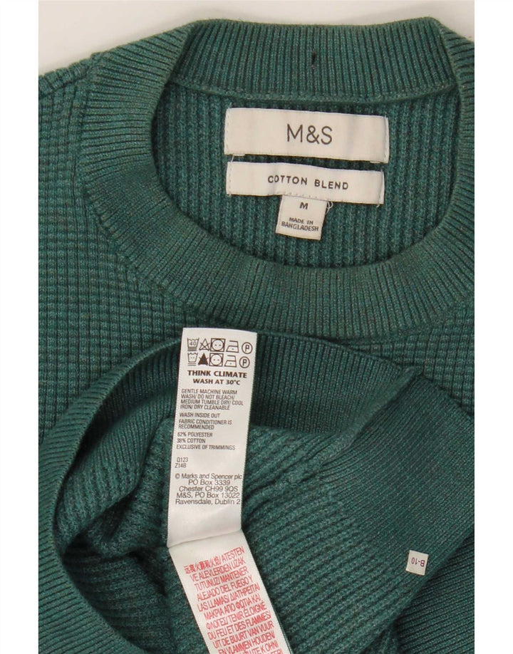 Marks & Spencer Herren-Pullover mit Rundhalsausschnitt, mittelgrün, Polyester