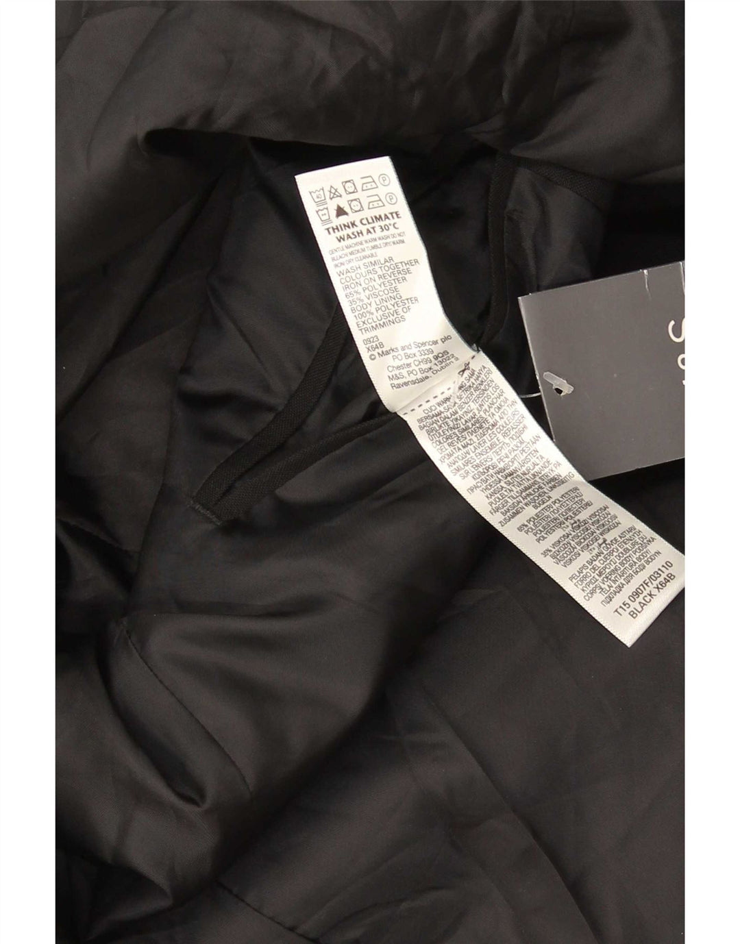 Marks & Spencer Herren-Blazer mit 2 Knöpfen, Größe 44, XL, schwarzes Polyester