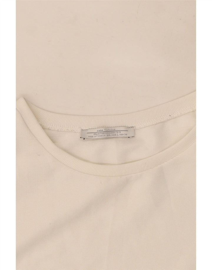 Zara Damen schulterfreies Kleid UK 10 Small Weiß