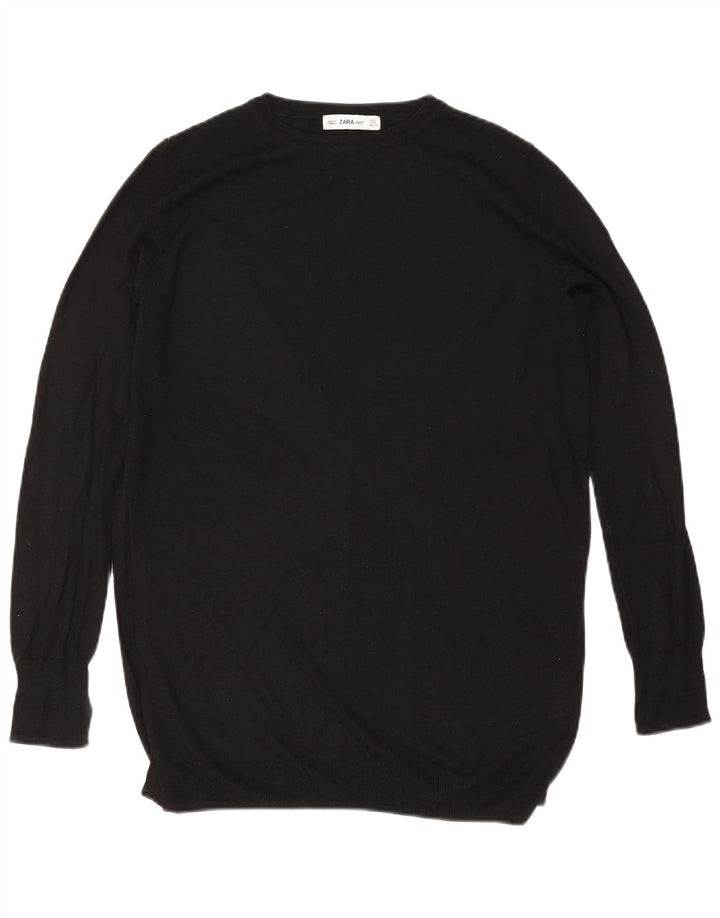 Zara Damen-Pullover, übergroß, U-Boot-Ausschnitt, Gr. 10, Größe S, Schwarz