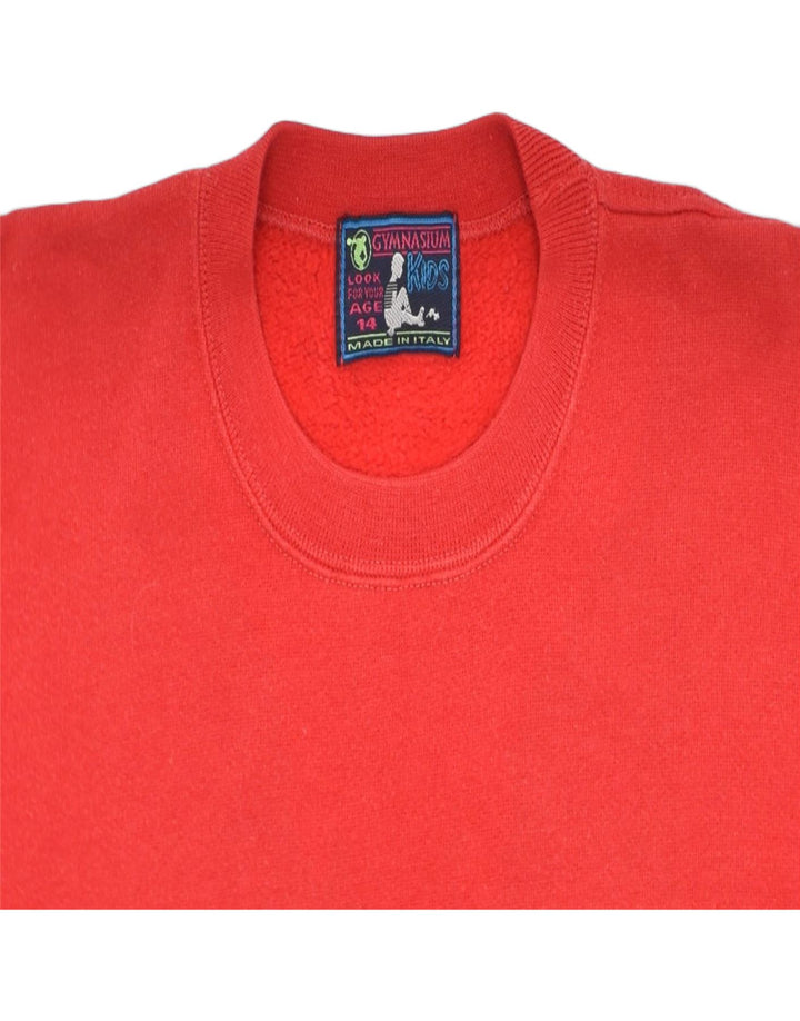 VINTAGE Girls Graphic Sweatshirt Jumper 13-14 Years Red Cotton | Vintage | Thrift | Second-Hand | Used Clothing | Messina Hembry 