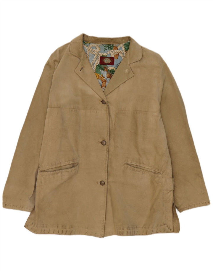 Nazareno Gabrielli Damen Übergroßer Wildledermantel IT 40 Small Beige