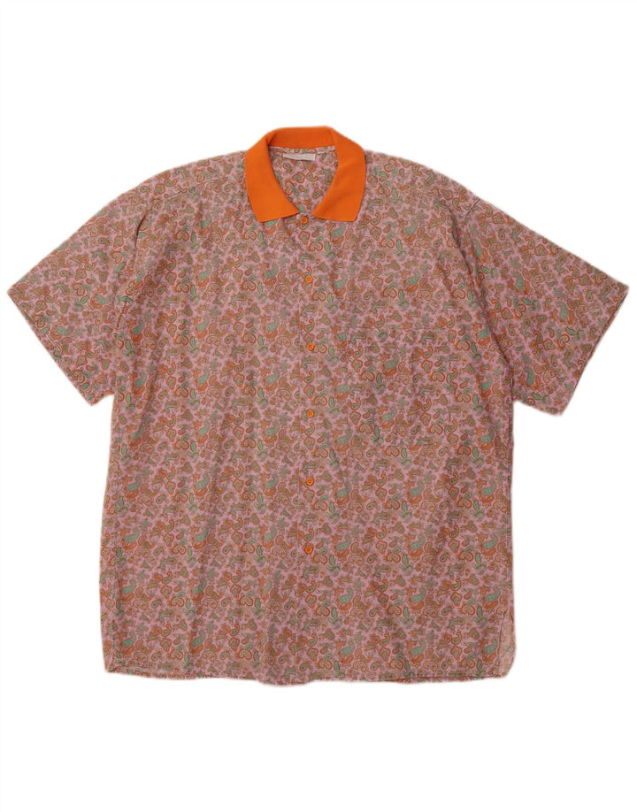 PULLOVERIA Herren Kurzarmhemd Mittelrosa Paisley Retro