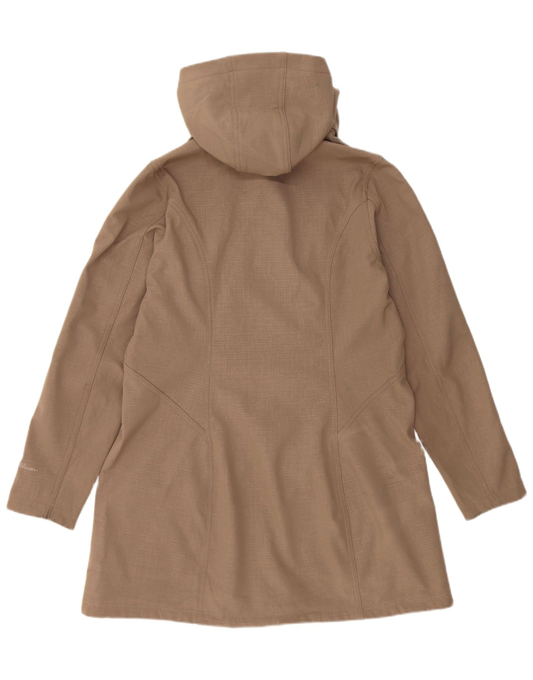EDDIE BAUER Damen-Windbreaker-Mantel mit Kapuze, UK 16, Größe L, Beige, Polyester